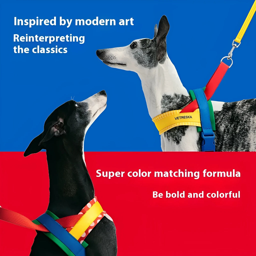 Red polyester dog walking chest strap and traction rope set for small to medium dogs with toilet training focus