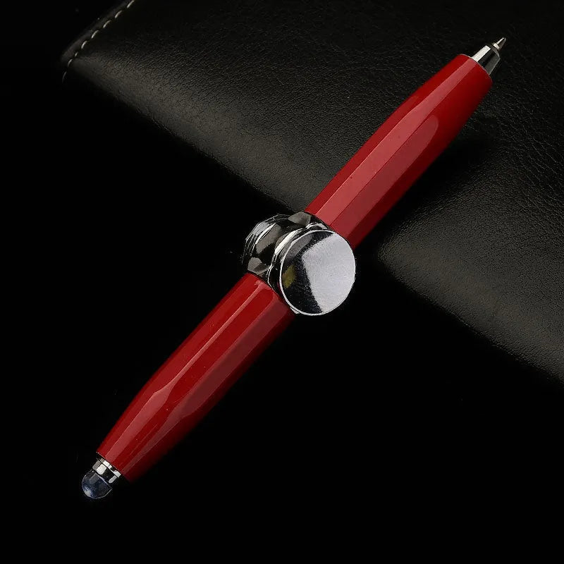 Metal ballpoint pen with a spinning gyro on top, shown in 10.5cm length, with selectable ink colour options.