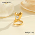 Women's adjustable geometric zircon ring in stainless steel with open mouth design