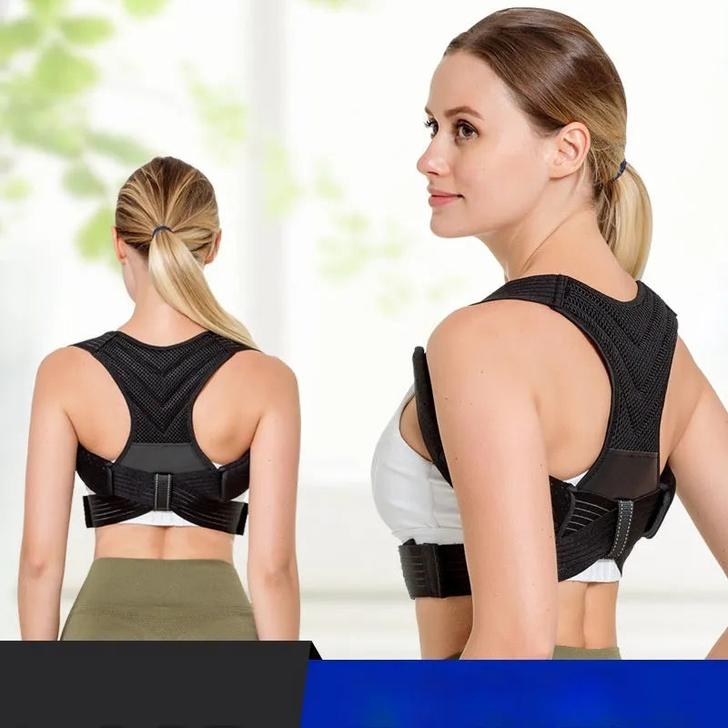 Black posture correction belt for anti-humpback and shoulder support.