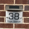 Solar powered stainless steel doorplate light with 4LED digital address display and IP55 protection
