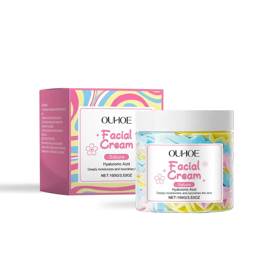 Round 5.7cm jar of Sakura Butter Cream face moisturiser containing 100g of product
