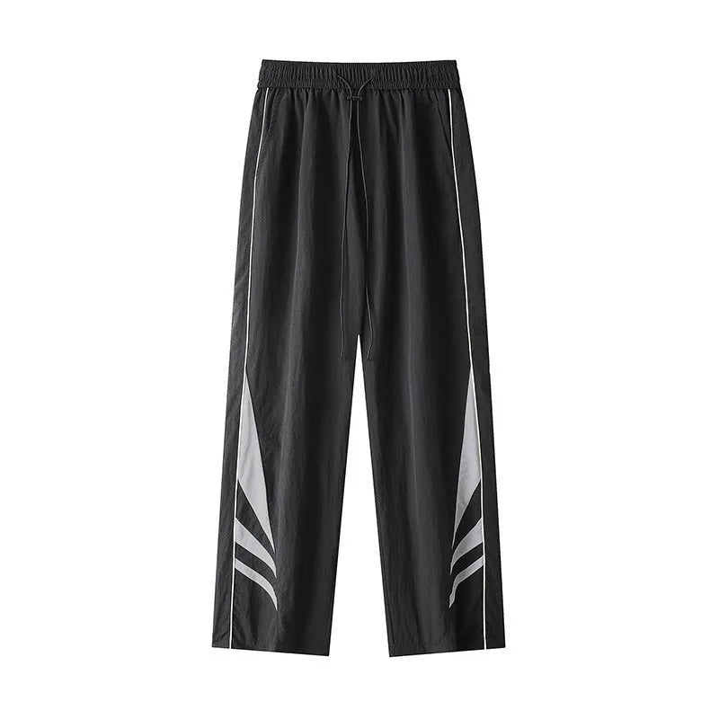 Men's straight-leg cotton blend trousers in black with buttoned cardigan front and non-ironing finish