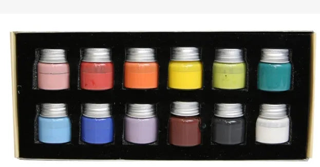 Three 25g pots of Morandi ceramic glaze paint in Lilac, Plant Ash and Verdant colours for high-temperature pottery firing