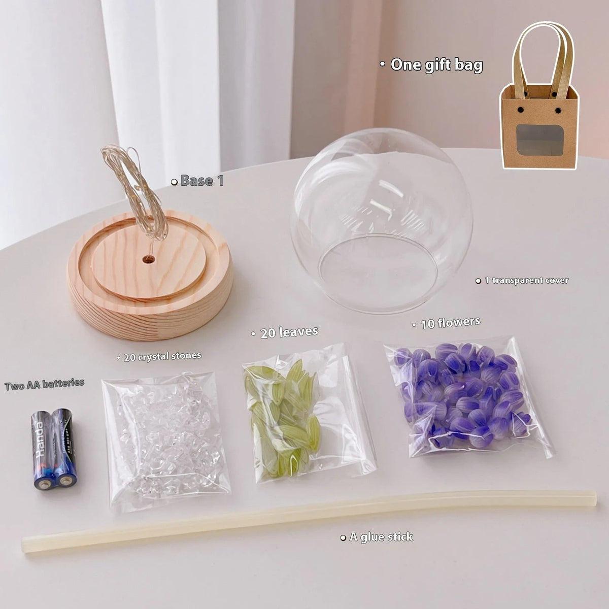 LED tulip artificial flower small night lamp in pink, battery-powered, DIY kit