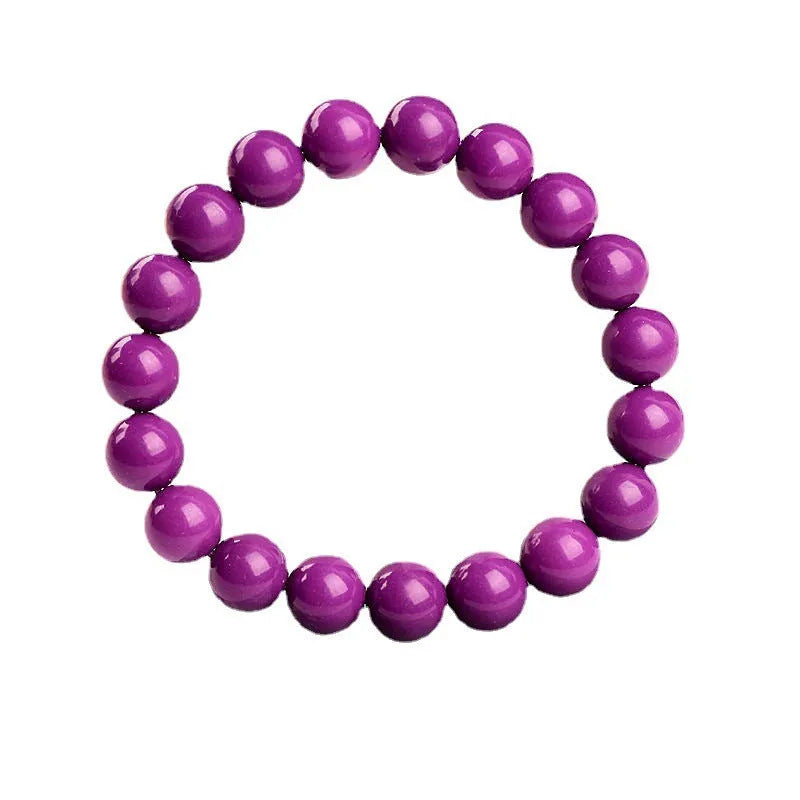 Jiuya polished purple mica crystal bracelet showing single circle beads, available in three size choices.