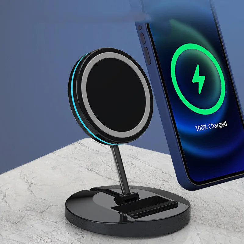 Magnetic wireless charging stand with folding 3-in-1 design for iPhone 12 compatibility