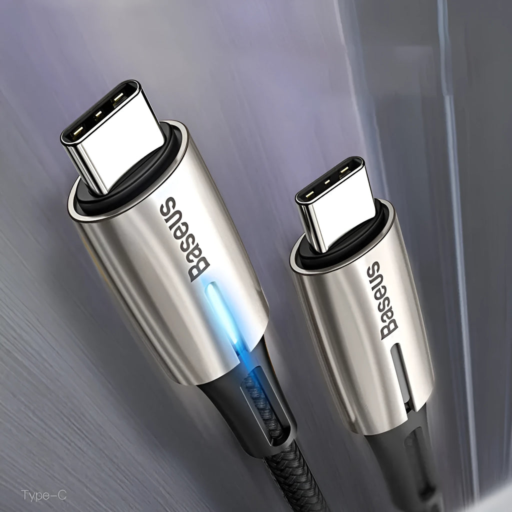 Purple Dual Type-C data cable with PD60W fast charging, 1 metre length