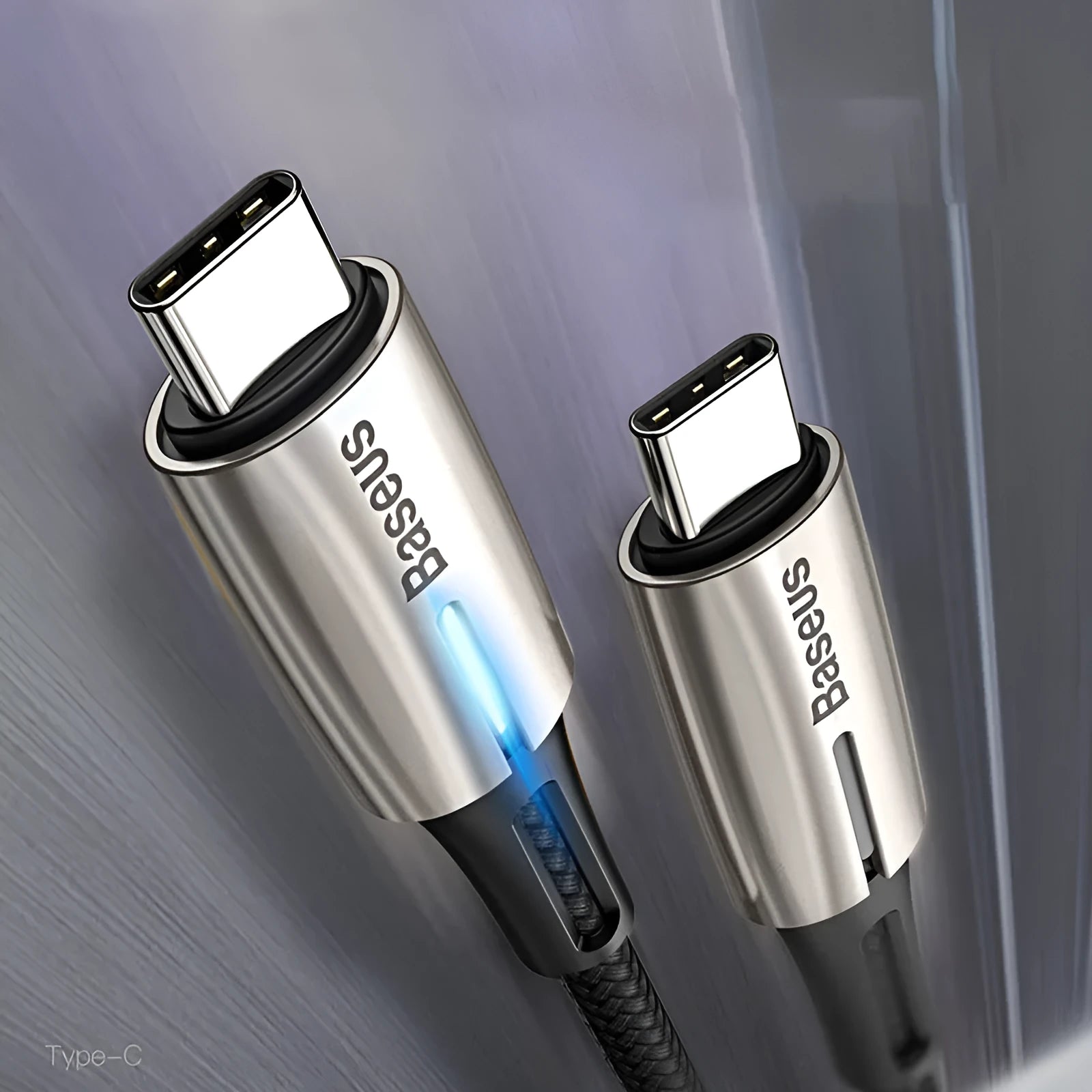 Purple Dual Type-C data cable with PD60W fast charging, 1 metre length