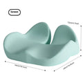 Memory foam office chair cushion in light grey, black or green colours on a chair