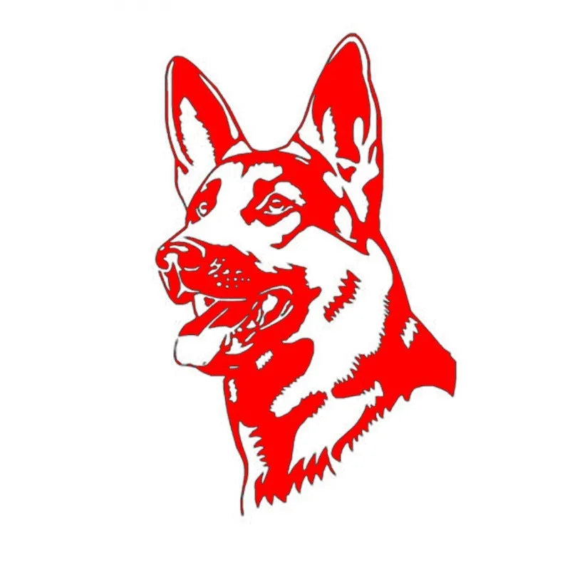 Reflective Alsace Shepherd hunting dog bumper sticker measuring 13x8 cm