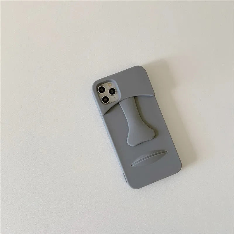 Grey cartoon stone soft rubber mobile phone case for Apple iPhone models