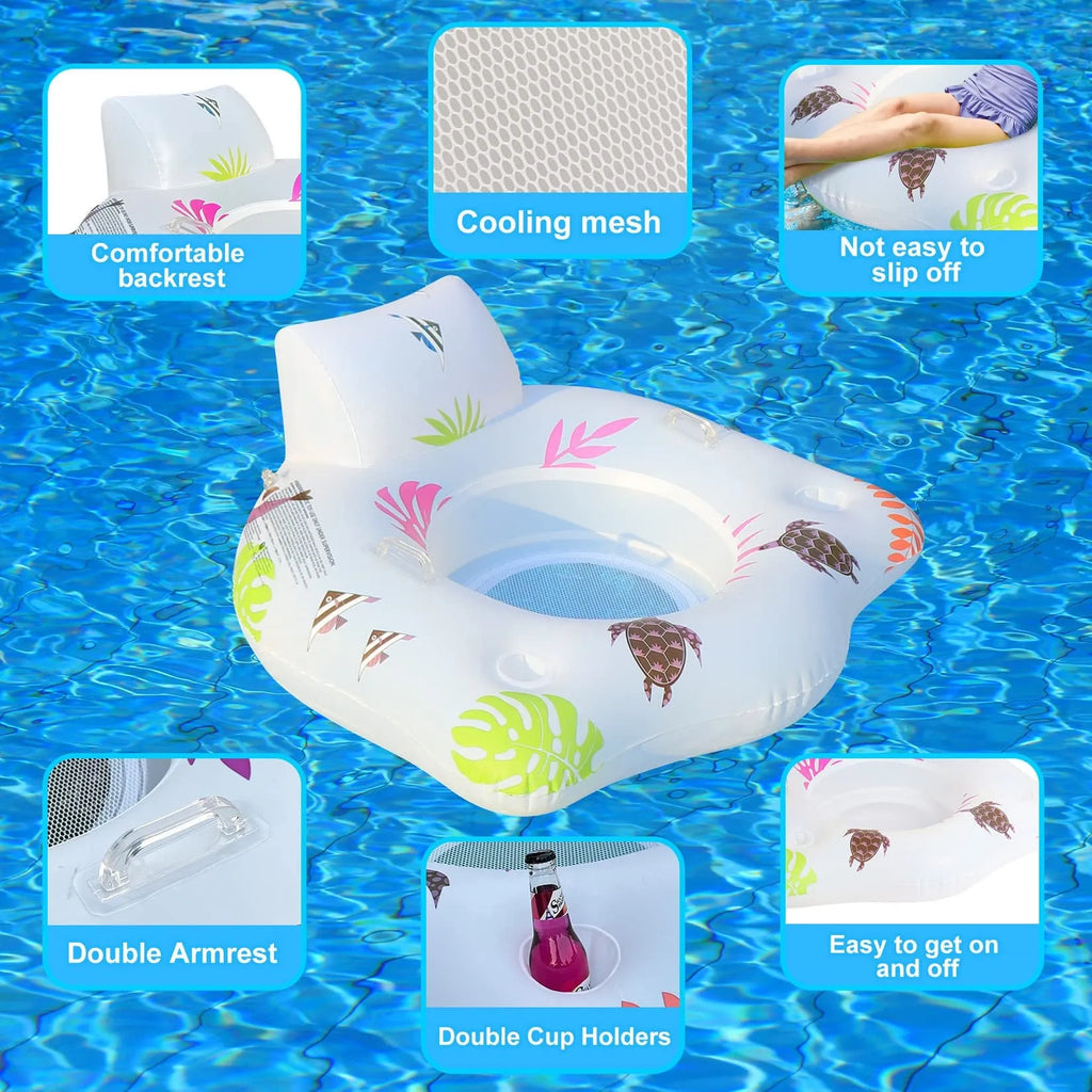 White U-shaped luminous inflatable float recliner on water