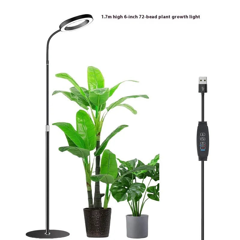 6-inch angel ring retractable floor plant grow light with aluminium alloy stand extended to 160cm height