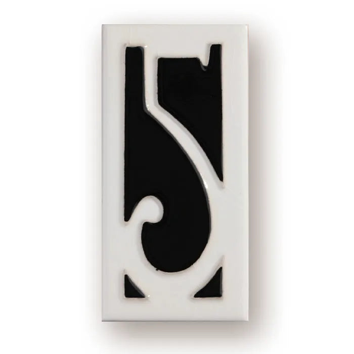 Handmade retro ceramic doorplate with glossy enamel art numbers, shown at 76mm by 152mm.
