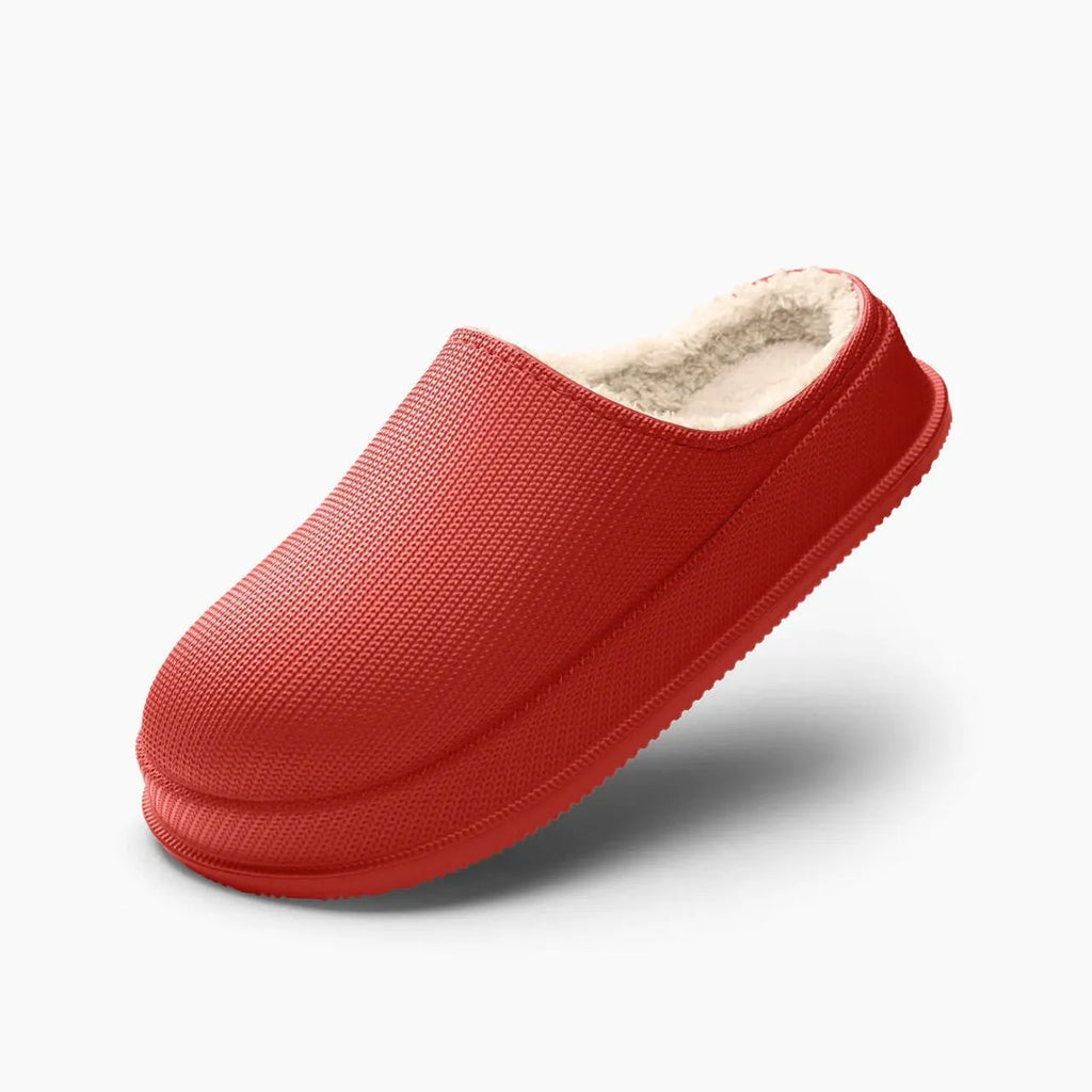 Large size waterproof non-slip warm cotton slippers for men and women, EVA sole and upper, oversleeve style, flat heel, available in multiple colours