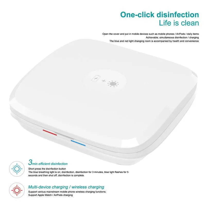 White USB-powered disinfection box with mechanical switch and remote control