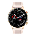Pink smart watch with heart rate and blood oxygen monitoring on a TFT screen with silicone band and zinc alloy dial