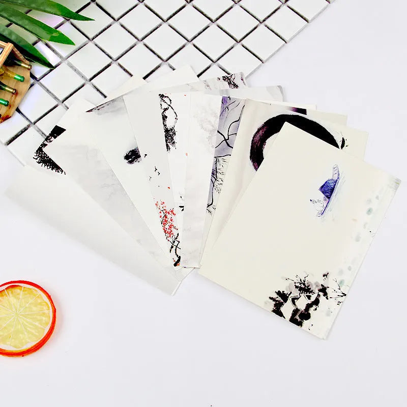 Set of 9 minimalist cartoon postcards featuring retro Paris Tower and historic site designs in Japanese style