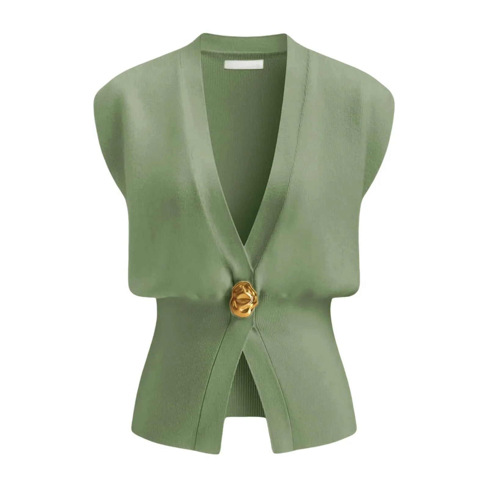 Women's loose fit V-neck button cardigan in knitted polyester fabric, shown in one of six available colours.