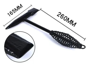 Welding slag removal hammer with a spring steel handle and high carbon steel head.