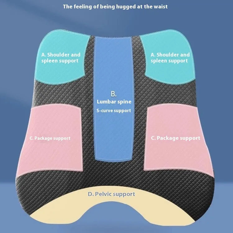 Grey lumbar support cushion for office chair showing 40x40x8cm dimensions.