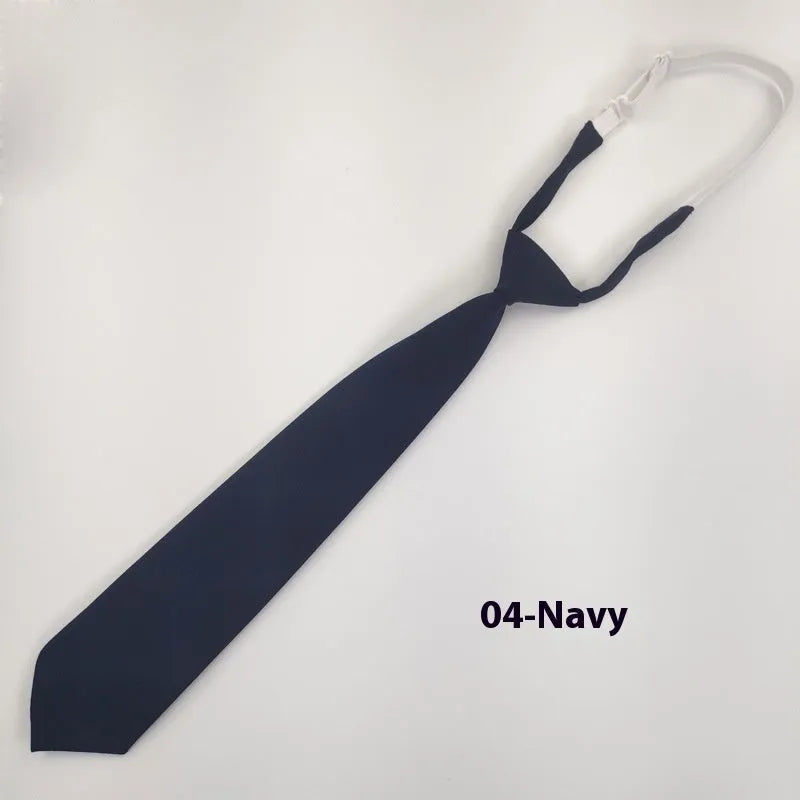 Navy blue cotton men's tie with arrow tip style measuring 35cm by 7cm