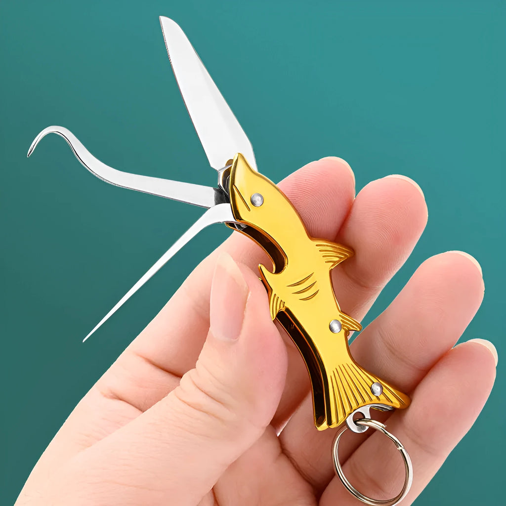 304 stainless steel multi-functional pocket knife with non-slip grip, gold finish