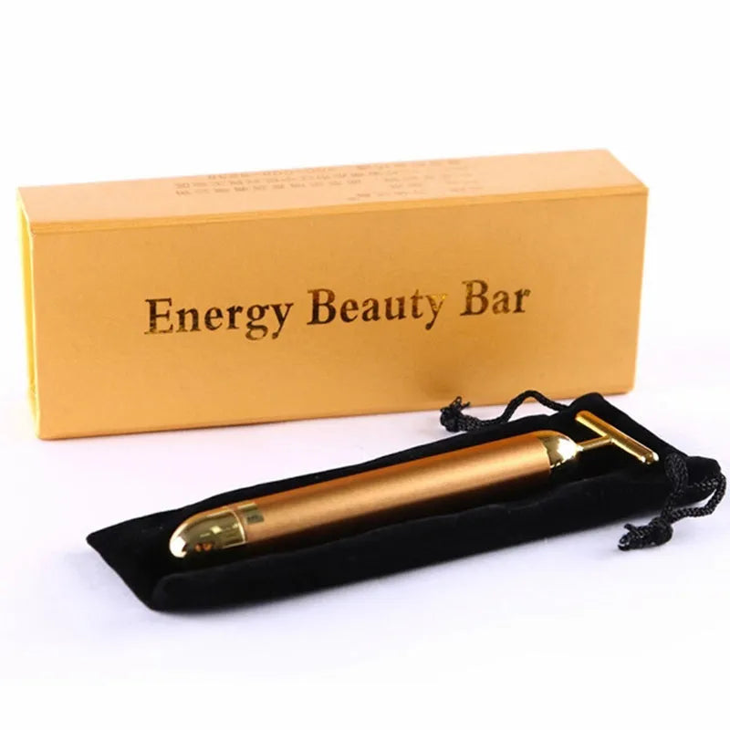 24K gold vibration pulse beauty bar facial roller massager for firming and skin tightening