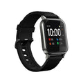Black waterproof smart fitness bracelet with 1.4-inch touch screen on silicone strap