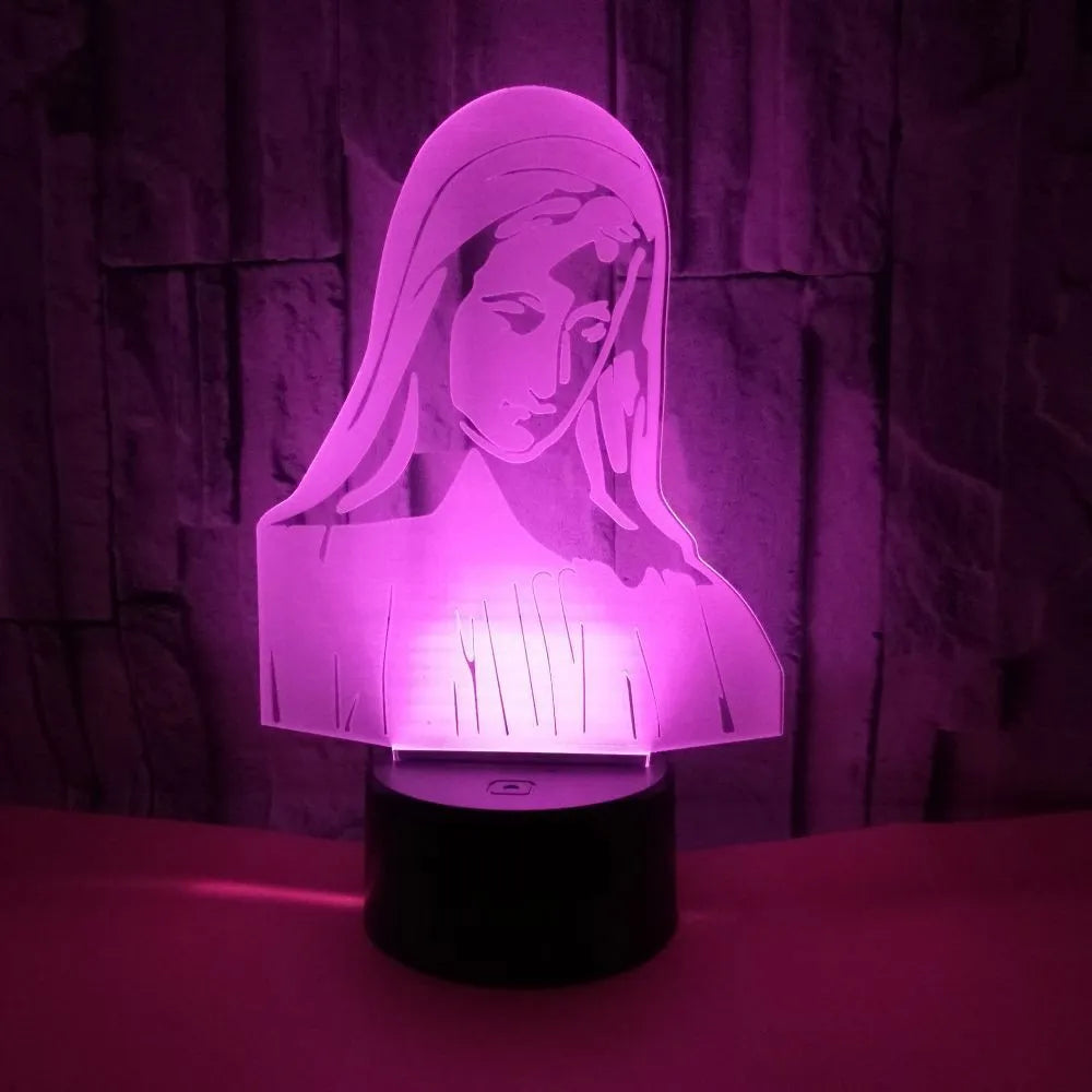 3D stereoscopic dual ring LED night light with touch control base and colourful acrylic panel.