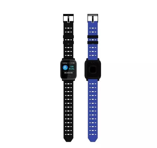 A6 colour screen smart bracelet in blue, black or orange with zinc alloy case and silicone strap