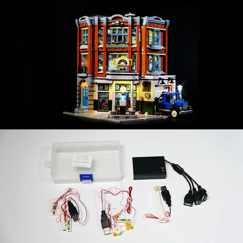 MOC modified LED lighting accessories kit for building brick models with plastic components