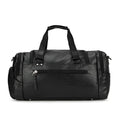 Large black duffel bag with a separate compartment for shoes, showing its 52cm size.