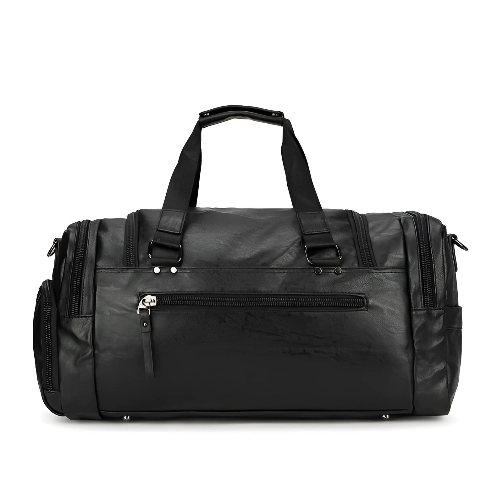 Large black duffel bag with a separate compartment for shoes, showing its 52cm size.