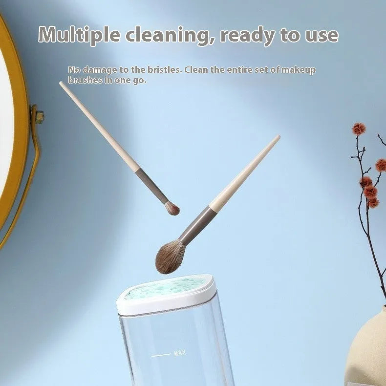 Automatic makeup brush cleaning machine with storage box USB charging 8000 rpm cup brush design grey