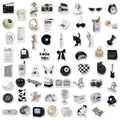 61 black and white waterproof PVC stickers for laptops, phones and luggage