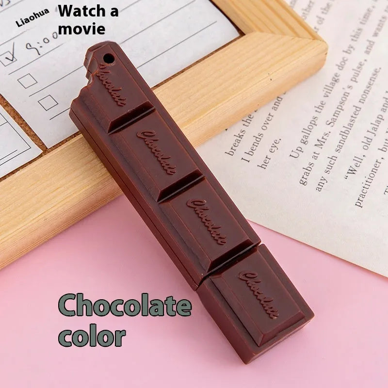 Chocolate bar simulation ballpoint pen with plastic body and 0.5mm tip.