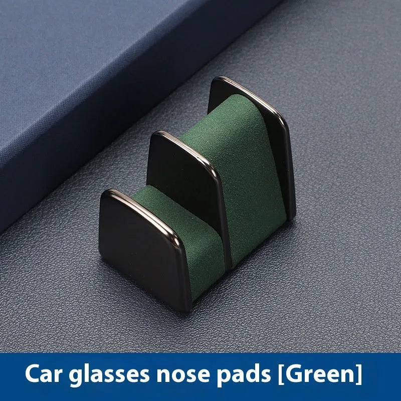 Car dashboard glasses clip nose pad in zinc alloy leather construction