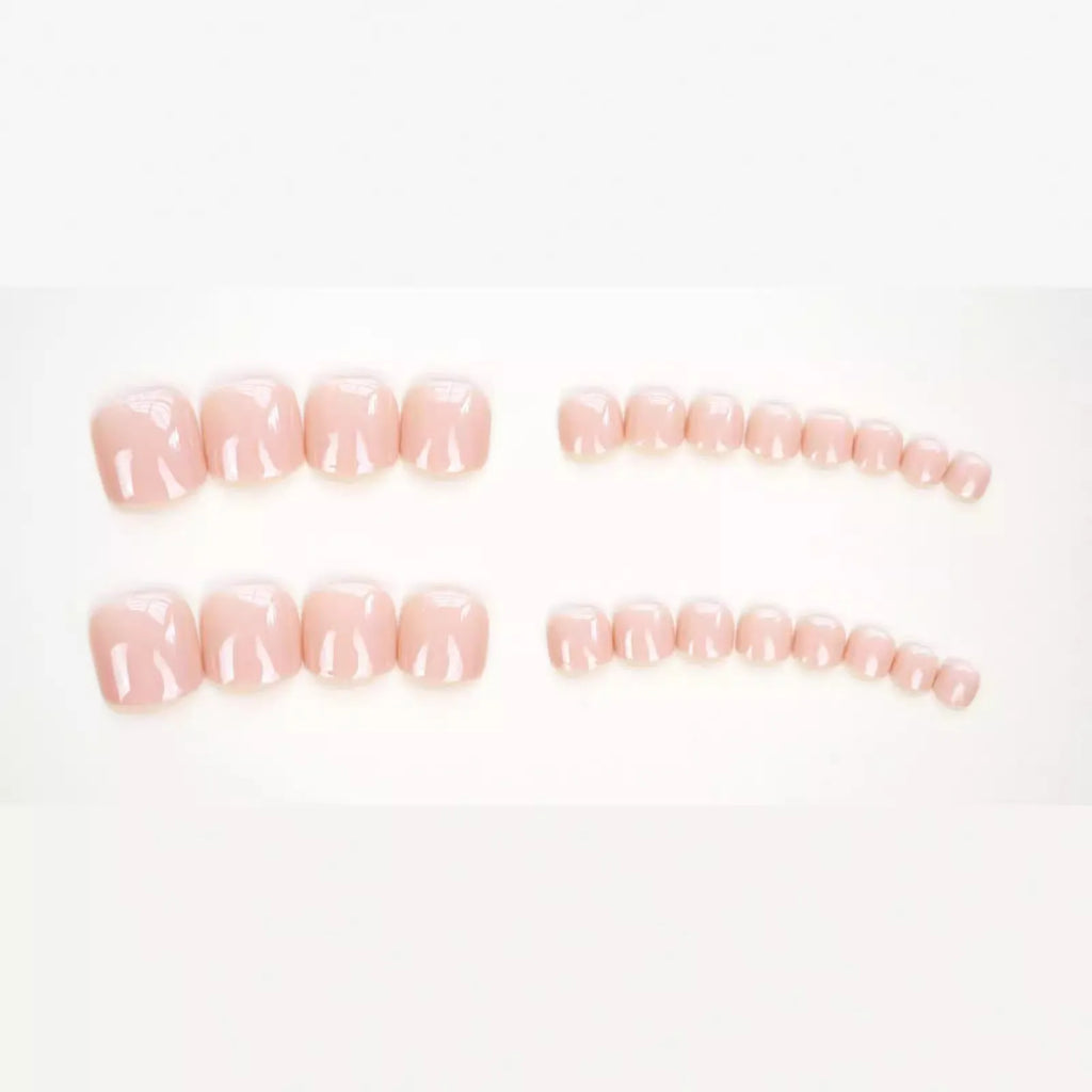 Skin colour plastic toe nail stickers with adhesive glue for cosmetic nail enhancement