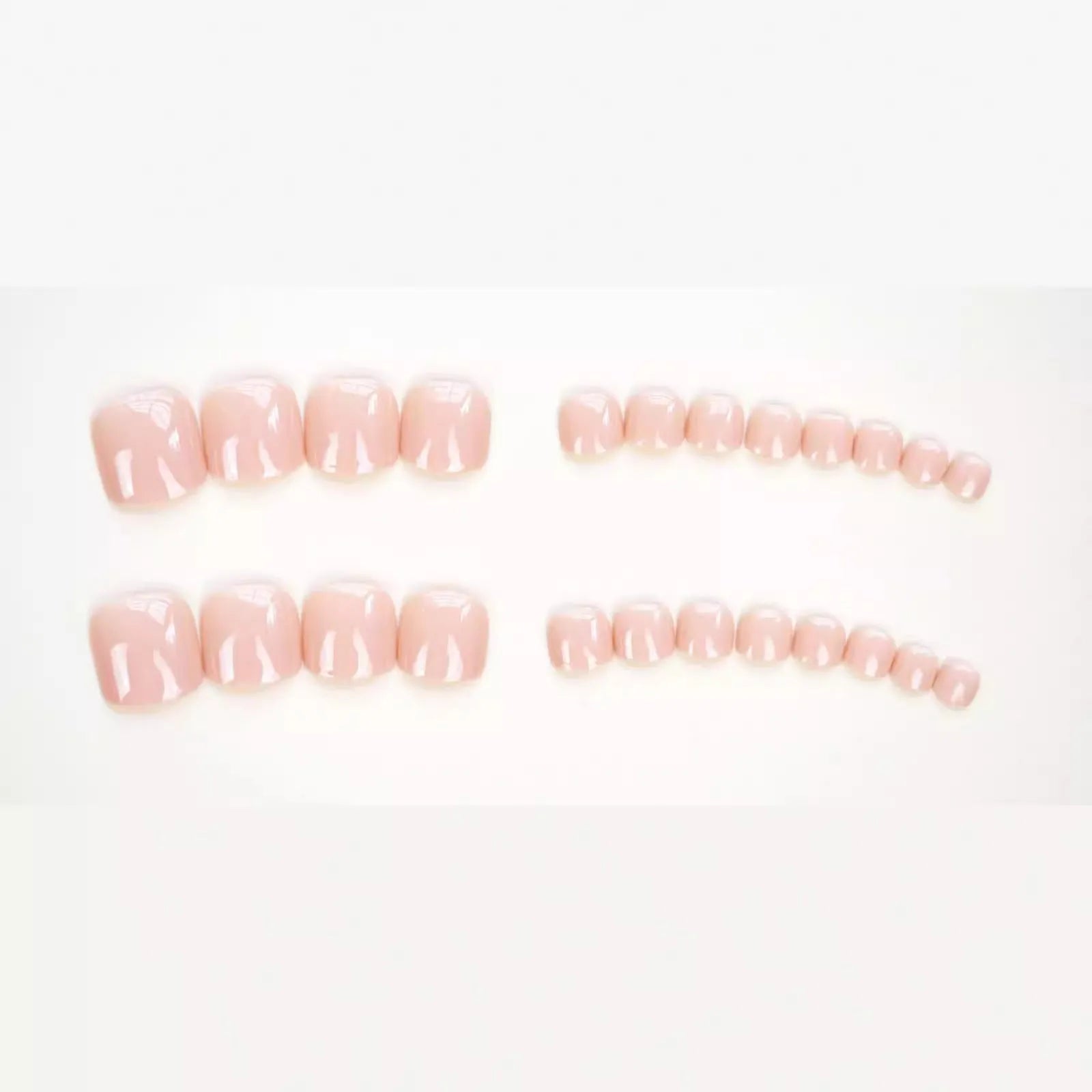 Skin colour plastic toe nail stickers with adhesive glue for cosmetic nail enhancement