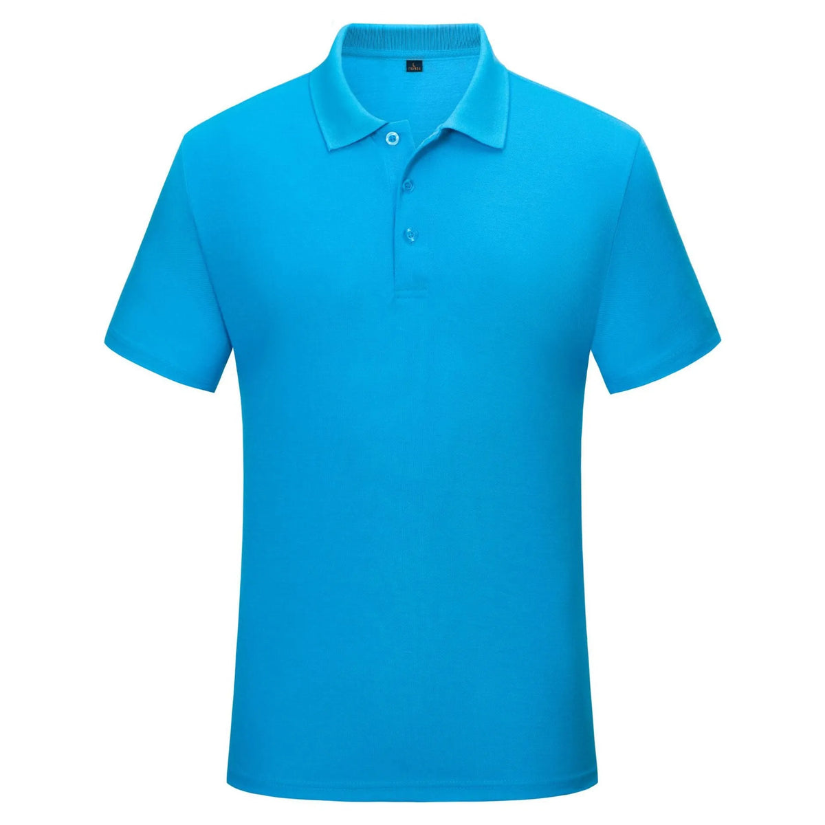 Solid colour cotton short sleeve polo shirt work uniform in multiple colours on a hanger