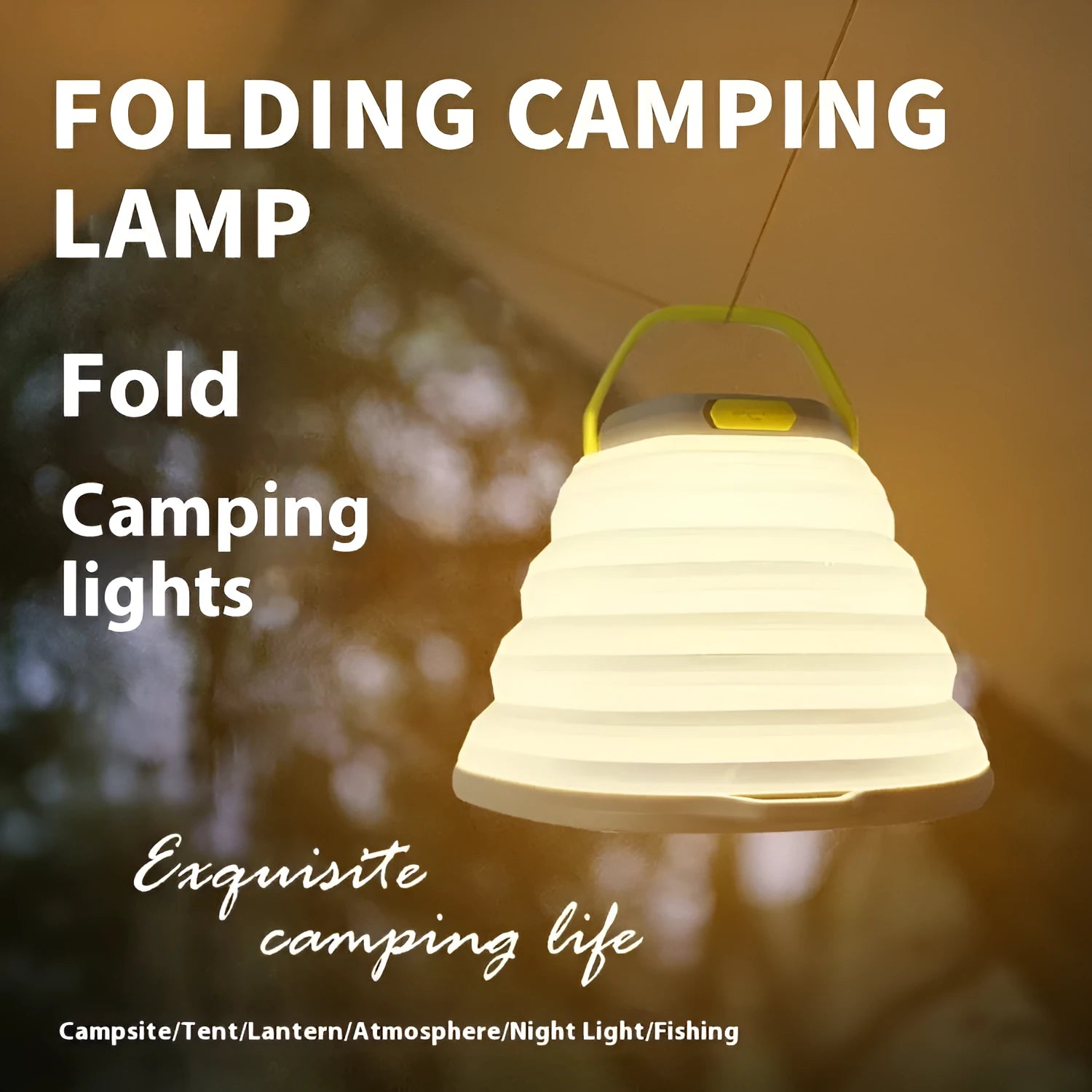 White camping lamp with large capacity battery for tent and outdoor lighting