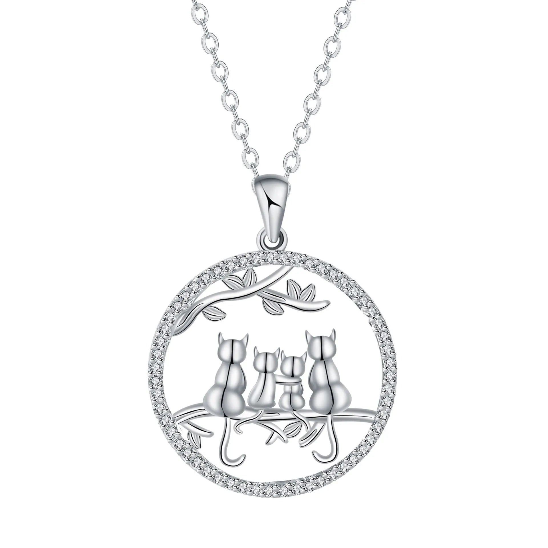 Four kitten necklace with copper electroplated pendant and cross chain style jewellery