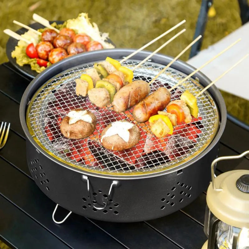Portable stainless steel barbecue grill with detachable design for outdoor camping