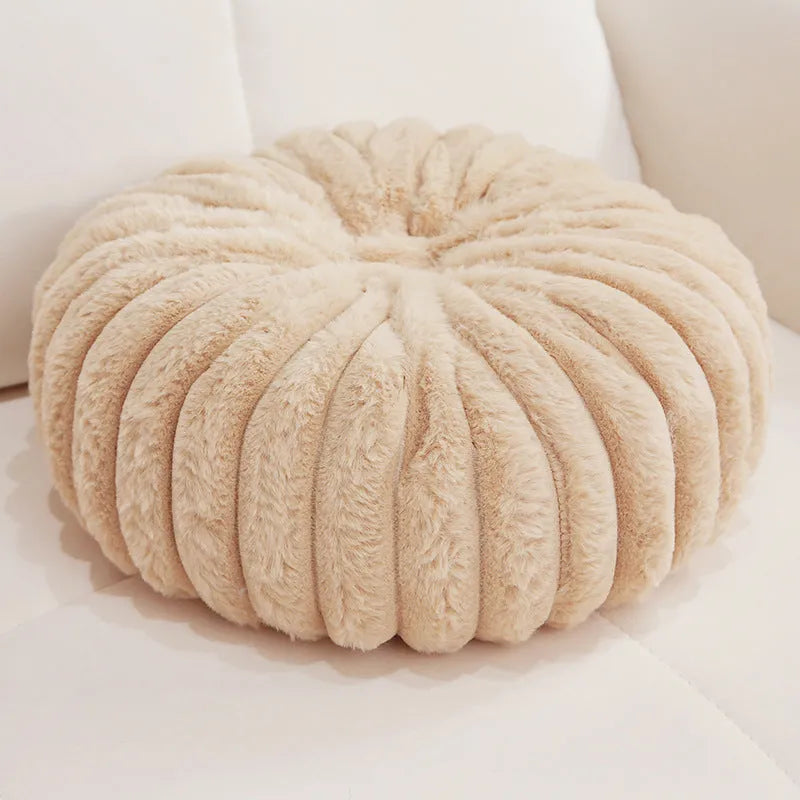 Pumpkin sofa lazy stool seat cushion in khaki colour, 35x35x15cm, PP cotton fill, short plush fabric