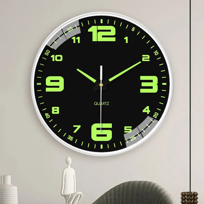 8 inch 20cm diameter modern wall clock with luminous numbers and plastic shell