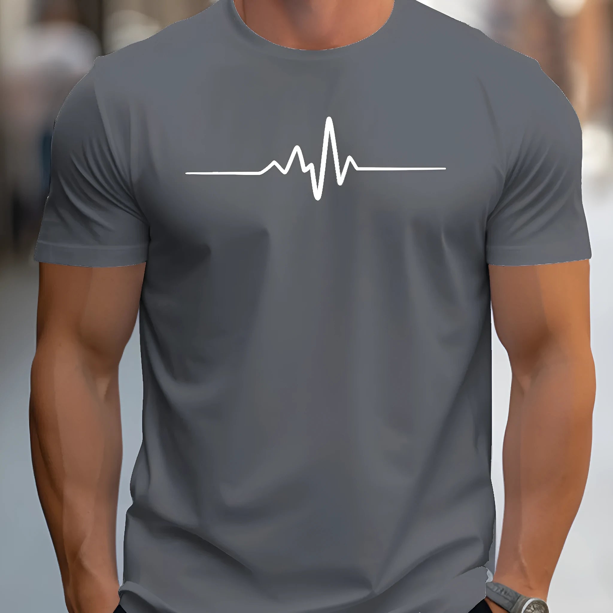 Men's slim fit V-neck t-shirt in polyester fabric with short sleeves for summer wear