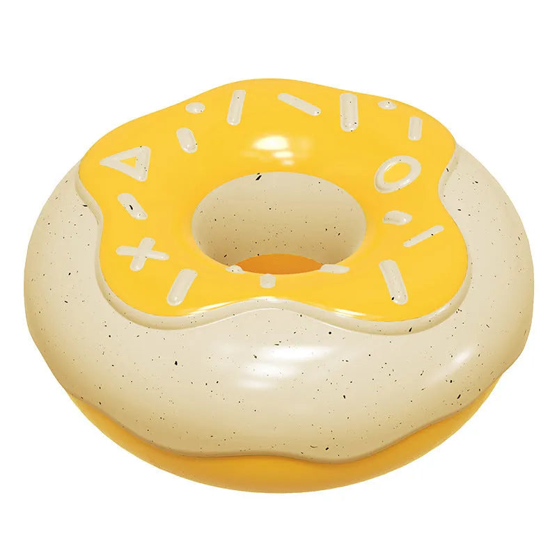 TPR donut-shaped dog toy for teeth cleaning with sound, in pink, yellow or chocolate colours