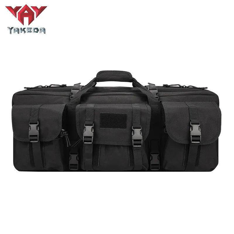 Multi-functional 28-inch polyester tactical fishing bag in black CP camouflage